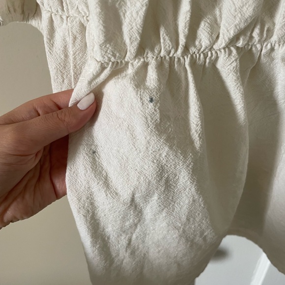 White Tiered Collared Linen Dress - Picture 4 of 6